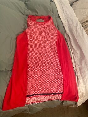 Tropical Escape Red Sleeveless Patterned swim dress